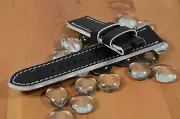 MA WATCH STRAP 26 24 22 MM GENUINE LEATHER IMOLA BLACK WHITE FITS PANERAI ETC