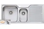 Oliveri Nu-petite 1 & 1/2 Double Left Hand Bowl Inset Sink With Drainer NP601