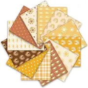 [JarThenaAMCS] 12Pcs Boho Sunshine Cotton Fabric Summer Bundles Yellow Boho Sun Rainbow Dot Fat Quarters Decorative Quilting Patchwork for DIY Craft Home Party Decor, 18 x 22 Inch