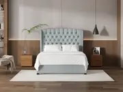 My Style Winged Headboard & Slimline Base - Queen / Duckegg / Standard Base