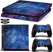 Ps4 Stickers Full Body Vinyl Skin Decal Cover for Playstation 4 Console Controllers (with 4pcs Led Lightbar Stickers) (Blue Starry Sky)