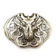 Dragon german silver belt buckle, Scandinavian Nordic Celtic Norse mythology