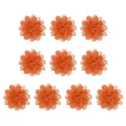 10Pcs 3.9" Chiffon Flowers Fabric Flower Sewing Fabric Appliques Orange