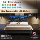 Queen Size Led Bed Frame Mattress Base Platform with Storage Headboard Wooden