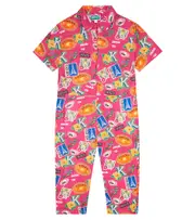 [Kenzo Kids] Kenzo Kids Printed linen and cotton jumpsuit Y 8 pink