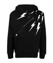 Thunderbolt pouch pocket hoodie M Black
