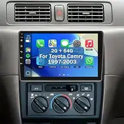 2+64G for Toyota Camry 1997-2003 Car Radio Manual AC with Wireless Carplay/Android Auto,Android Car Stereo 9 Inch Touch Screen GPS Navigation WiFi Bluetooth FM/RDS Mirror Link SWC+ Backup Camera&Mic