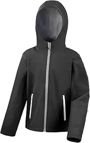 [Result] Core Kids Unisex Junior Hooded Softshell Jacket (UK Size: 11/12) (Black/Grey)