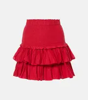 [Marant Etoile] Marant Etoile Naomi cotton-blend tiered miniskirt AU 16 red