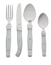 Wolfgang Puck Stainless Steel FLATWARE Set Three Rivet Handle 24 Pc Opaque