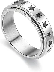 [outret] Stainless Steel Spinner Rings Fidget Band Rings for Women Men Stress Relieving Rings Useful Design