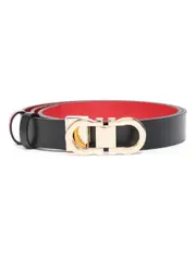 [Ferragamo] Gancini-buckle reversible leather belt 85 Black