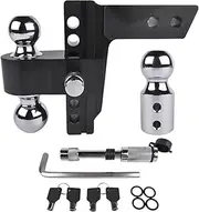 Black Adjustable Trailer Hitch Fits 2" Receiver, 6" Drop/Rise Heavy Duty Aluminum Drop Hitch, 12500 LBS GTW-Tow Hitch