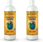 earthbath Oatmeal & Aloe Pet Shampoo - Vanilla & Almond, Itchy & Dry Skin Relief, Soap-Free, for Dogs & Cats, 100% Biodegradable & Cruelty Free, Give Your Pet That Heavenly Scent - 16 Fl. Oz (2 Pack)