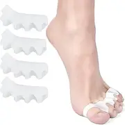 Toe Separators, T Tersely 2 Pairs Soft Gel Toe Spacers to Correct Bunions and Restore Toes to Their Original Shape ,Bunion Corrector Toe Spacer Toe Straightener Toe Stretcher Big Toe Correctors (White)