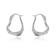 Culturesse Nomad Rhodium Fluid Sculpture Hoop Earrings Fashion Jewellery Silver