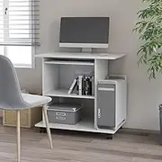 Compact Computer Desk with Pull-Out Keyboard Tray, 80x50x75 cm, White Engineered Wood Computer, Office, Gaming, Table, Home