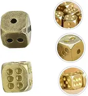 Yardwe 2Pcs Solid Brass Dice Pure Copper Rounded Corner Dice Bar Playing Game Tool for Clubs Parties Attractive Numbers Design