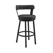 Armen Living Bryant Modern 26" Seat Height Black Faux Leather, DAMAGED BOX