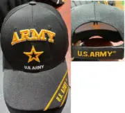 US ARMY STAR EMBLEM GOLD STAR CAP HAT BLACK (NEW LICENSED ARMY STAR) A2