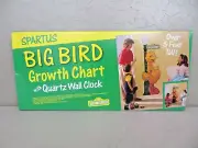Vintage Spartus Sesame Street Big Bird Growth Chart with Wall Clock - New NOS