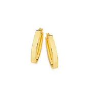 9ct Gold 4x15mm Squared Hoop Earrings