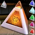 LED Digital Alarm Clock Pyramid Night Light Color Changing Desk Clock with ZX
