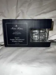 Brooks Brothers Crystal Double Old Fashioned Whiskey Glasses Set of 2 NEW