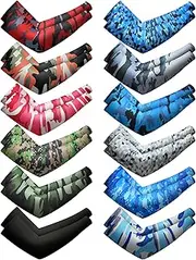[Geyoga] 12 Pairs Sports Arm Sleeves for Kids Boys Girls Compression Cooling Sleeves UV Sun Protection