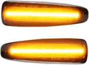 Amber Dynamic LED Fender Side Marker Compatible for Mitsubishi Lancer EVO X Outlander Sport Mirage 2014+ Turn Signal Light Marker Lamp Smoked Lens Pack for 2
