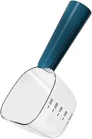 Generic Pet Treat Scoop Measuring Scoop for Dog, Dog Spoon with Bag Clip with Scale for Indoor, blue