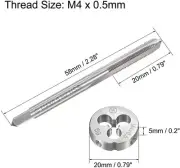 M4×0.5 HSS Metric Tap And Die Set,Thread Tap + Round Die Right Hand HSS Taper
