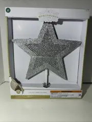 NEW Wondershop Christmas LED Lit Tree Topper Lights Silver Glitter Star Remote