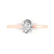 14K Rose Gold Solitaire Promise Ring, 1 ct Oval Cut Simulated Diamond