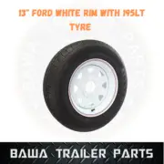 SUNRAYSIA 13" White FORD RIM WITH 195 LT TYRE ! Trailer Parts