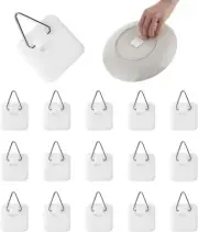15 Pack Invisible Plate Hangers for Wall Display - Strong Adhesive, Compact Desi