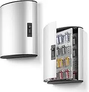 Durable Key Safe Box 48 - Wall Mounted Key Holder Cabinet with Combination Lock for up to 48 Key Clip Keys - Securely Lock Keys Away - Aluminium Keysafe Including 6 Key Clip Tags, Silver