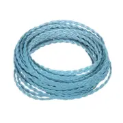 Braided Leather Cord, 5.5 Yards 5mm Flat Craft Leather String, Sky Blue