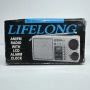 Vintage Lifelong Portable AM FM Radio With LCD Alarm Clock Model 845-2