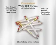 White, Mini Golf Pencils, Bridal Shower, Baby Shower, Wedding Announcement