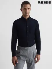 Reiss Navy Greenwich Soft Wash Button Down Oxford Shirt (T53709) | $155