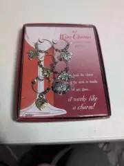 Ganz Bar Wine Glass Charm Clips Leaf Set of 6