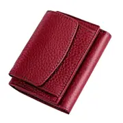 Small Wallets For Women - Compact Ladies Credit Card Holder With Coin Purse RFID- Wine Red