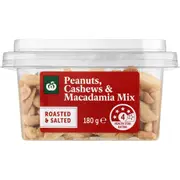 Woolworths Snack Pot Peanuts Cashews & Macadamia Mix 180g