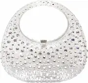 [ChrisWish] Women's Evening Bag Sparkly Rhinestone Clutch Purse Bling Acrylic Top-handle Bag for Women
