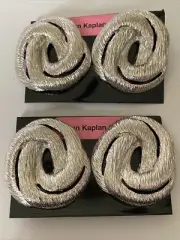 2 Pairs Vintage Rosalyn Roz Kaplan Baltimore Modernist Silver Ring Clip Earrings