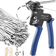 Metal Zip Ties Tool, Stainless Steel Zip Tie with Built-in Cutter, Adjustable...