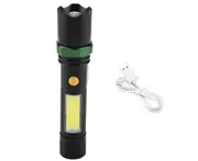 LED Flashlight Multifunctional Black Portable USB Charging Flashlight for Outdoor Camping