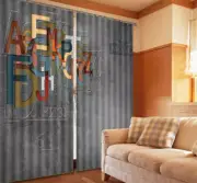 Gray metope Color Letter3D Curtain Blockout Photo Printing Curtains Drape Fabric