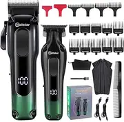 Hatteker Professional Hair Clippers for Men, Beard Trimmer, Trimmer Set, Waterproof T-Blade, Cordless, Rechargeable, Grooming Kit